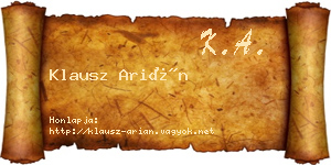 Klausz Arián névjegykártya